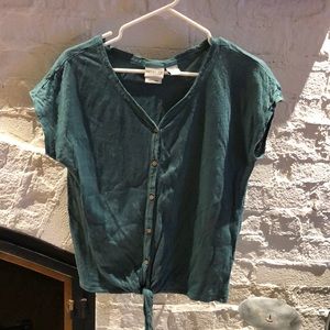 Button up crop t-shirt